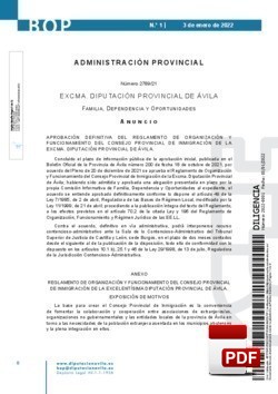 Reglamento de organización y funcionamiento del Consejo Provincial de Inmigración.