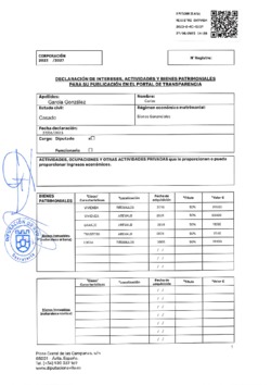 Declaración de intereses, actividades y bienes patrimoniales de Carlos García González