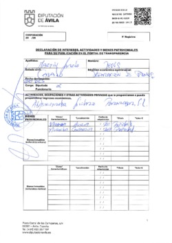 Declaración de intereses, actividades y bienes patrimoniales de Jesús Martín García