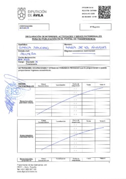 Declaración de intereses, actividades y bienes patrimoniales de Mª de los Ángeles García Salcedo