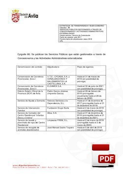 Servicios gestionados a través de concesionarios (1º Trimestre).