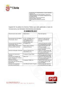 Servicios gestionados a través de concesionarios (2º Semestre)