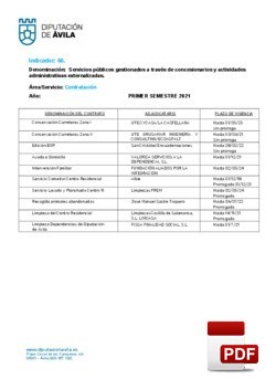 Servicios gestionados a través de concesionarios (1º Semestre 2021).