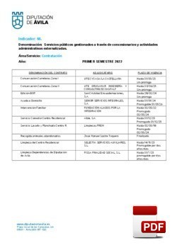 Servicios gestionados a través de concesionarios (1º Semestre 2022).