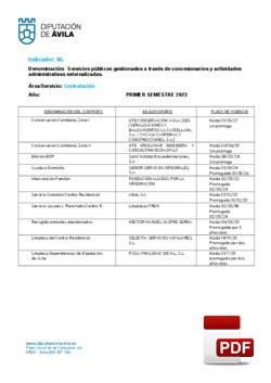 Servicios gestionados a través de concesionarios (1º Semestre 2023).