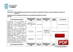 Planes Estratégicos de subvenciones de Planes Provinciales.