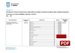 Relación de subvenciones concedidas 2022: Cultura, Juventud y Deportes