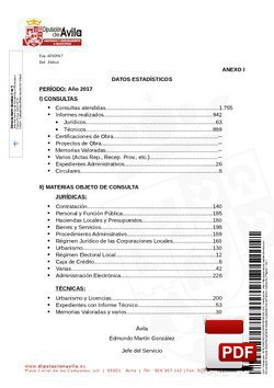 Datos estadísticos de las actividades realizadas en 2017