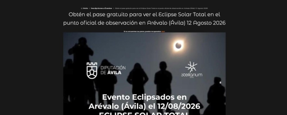 Stellarium expide m&aacute;s de 3.500 pases para ver el eclipse solar desde el Punto de Observaci&oacute;n de Ar&eacute;valo