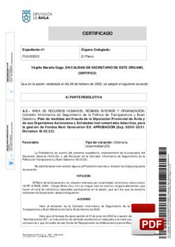 Plan Antifraude de la Diputación de Ávila y de sus Organismos Autónomos y Entidades Instrumentales Adscritas