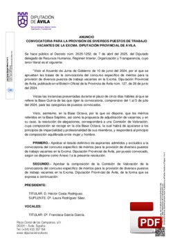 Aspirantes y composición de la Comisión de Evaluación