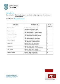 Distribución cargos y puestos de trabajo.